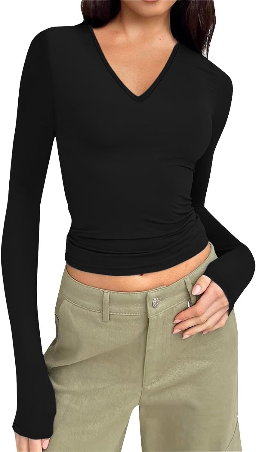 KIRA Long Sleeve V Neck Top